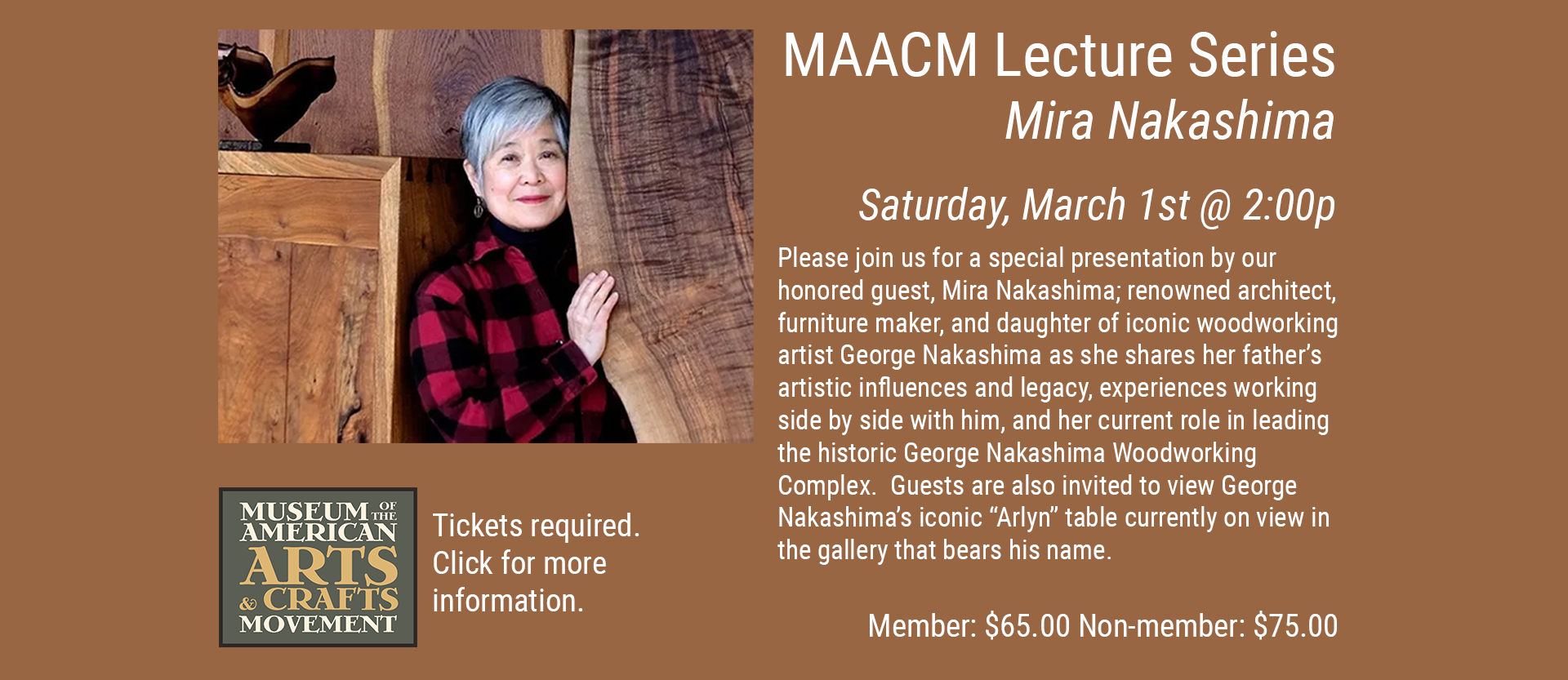 Mira Nakashima Lecture @ MAACM