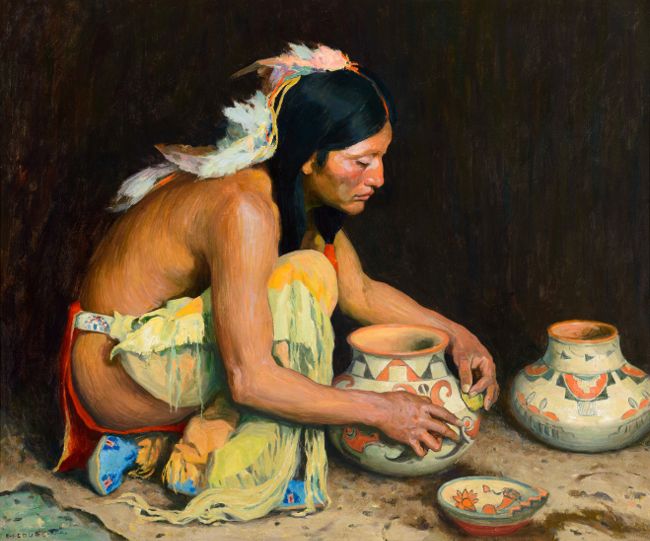 The Pottery Maker, 1937. Eanger Irving Couse, Oil on Canvas